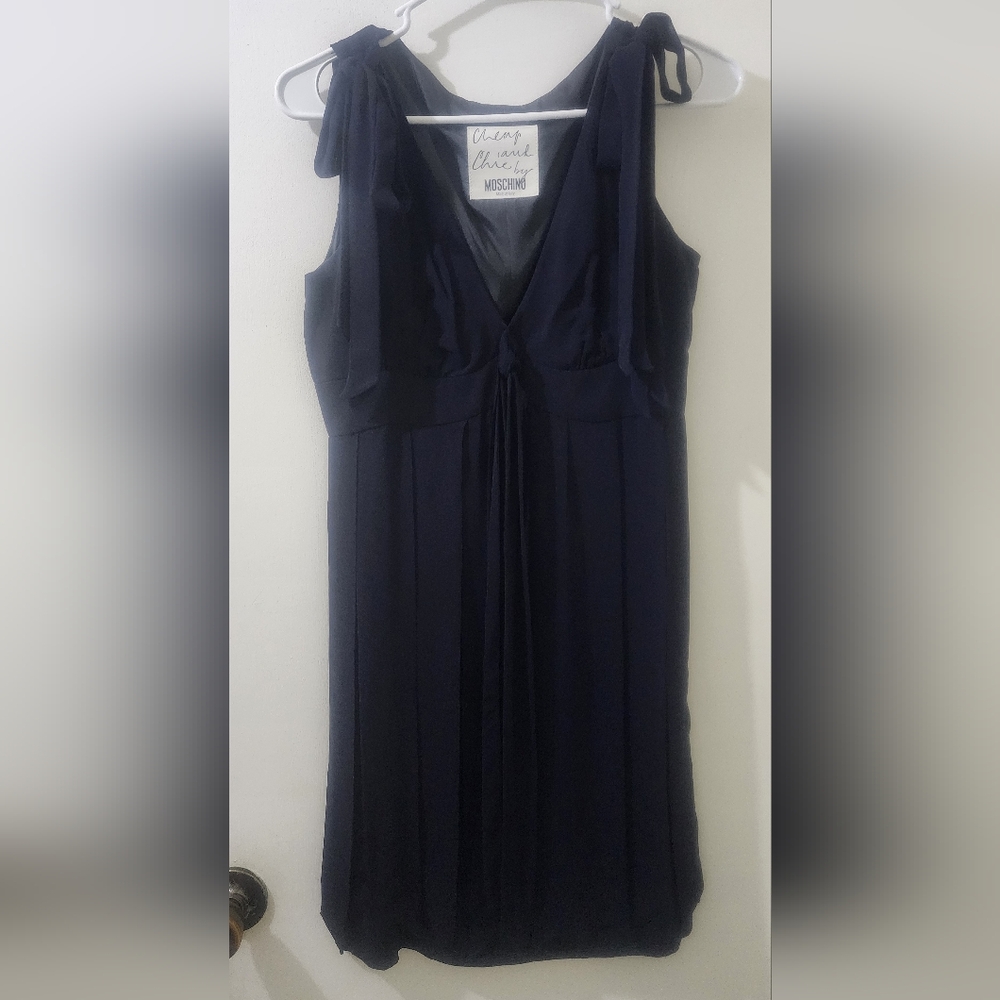 Vintage Moschino Navy Sleeveless Dress, Size 6, Rayon.